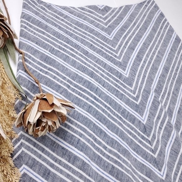Talbots Petites Linen Grey White Blue Striped Petite Skirt Sz 4 - Picture 7 of 14